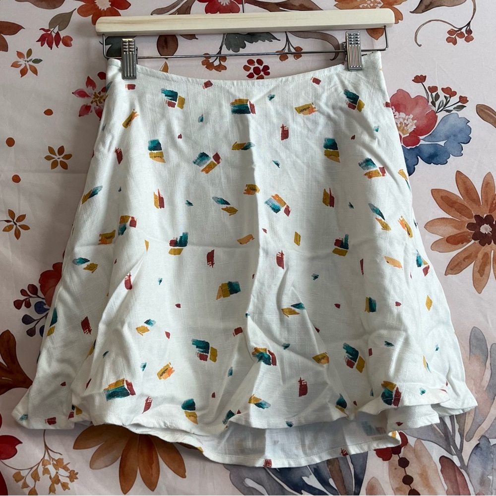 O’Neill Jr Small Ivory Abstract 90s Style Pattern Multicolor A Line Skater Skirt